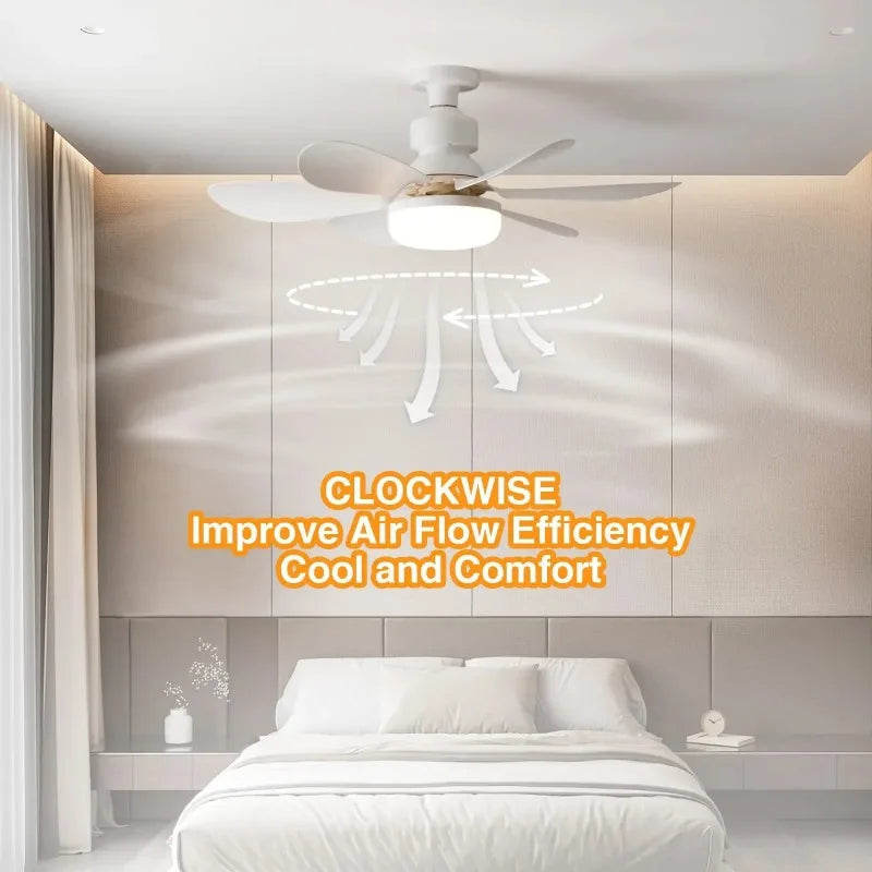 Ceiling Fan Light LED 30W 40W Simple Lights with E27 Remote Control for Home Living Room Study Household Decorative Fan Lighting exovai.com