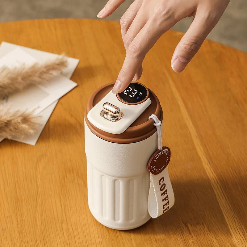450ml Thermos Bottle Smart Display Temperature 316 Stainless Steel Vacuum Cup Office Coffee Cup Business Portable Thermal Mug exovai.com