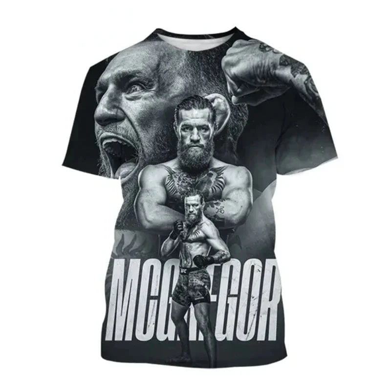 Fashion Men Clothing New Integrated Fighting McGregor 3D Print T-shirt Personality Harajuku Street Unisex Oversized T Shirt Tops exovai.com