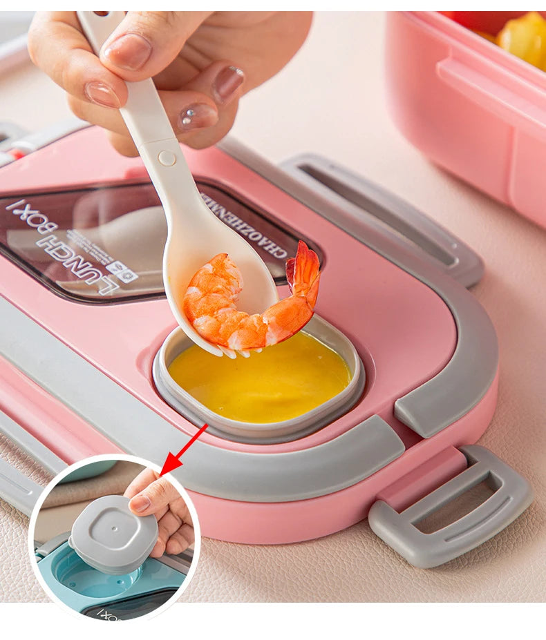 Portable Lunch Box Compartment Wheat Straw Bento Carrying Handle Box Reusable Tableware Containers Meal Snack Food Containers exovai.com