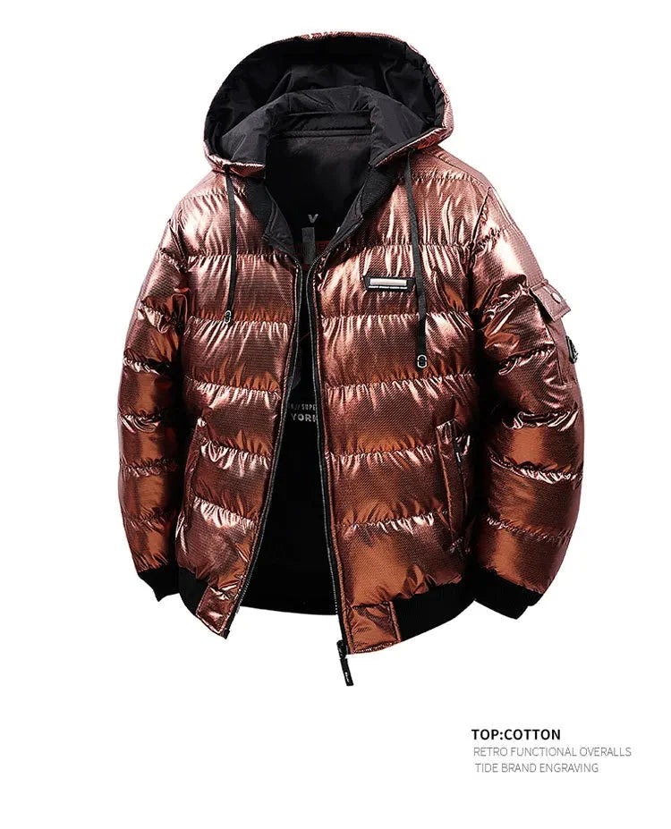 Men's Fashion Puffer Jacket Cotton Padded Thick Warm Puffy Parkas Hooded Windproof Thermal Overcoat Outerwear Plus Size L-5XL exovai.com