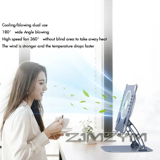 Aluminum Laptop Stand with Cooling Fan Ergonomic Notebook Foldable Cooler Laptop  Adjustable Aluminum Laptop Stand exovai.com