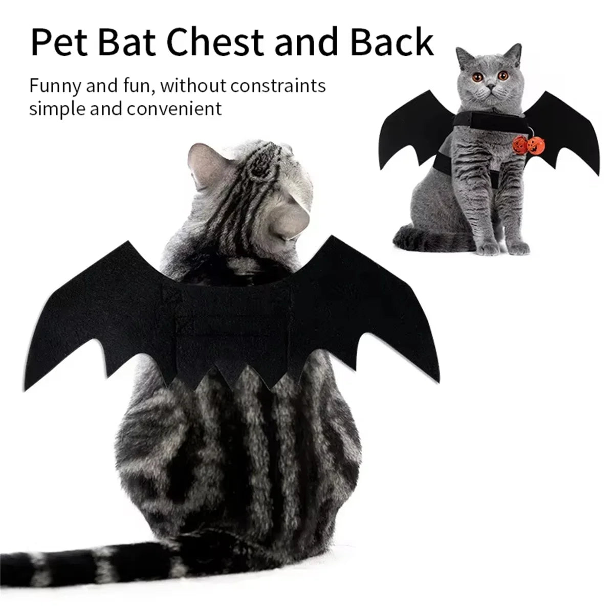 Halloween Cat Clothes Bat Wings Funny Dog Cosplay Costume With pumpkin bells 2023 New Dog Clothes Pet Supplies exovai.com