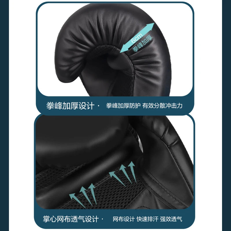 High Quality 6 8 10 12oz Boxing Gloves PU Leather Muay Thai Guantes De Boxeo Free Fight MMA Sandbag Training Glove For Men Women exovai.com