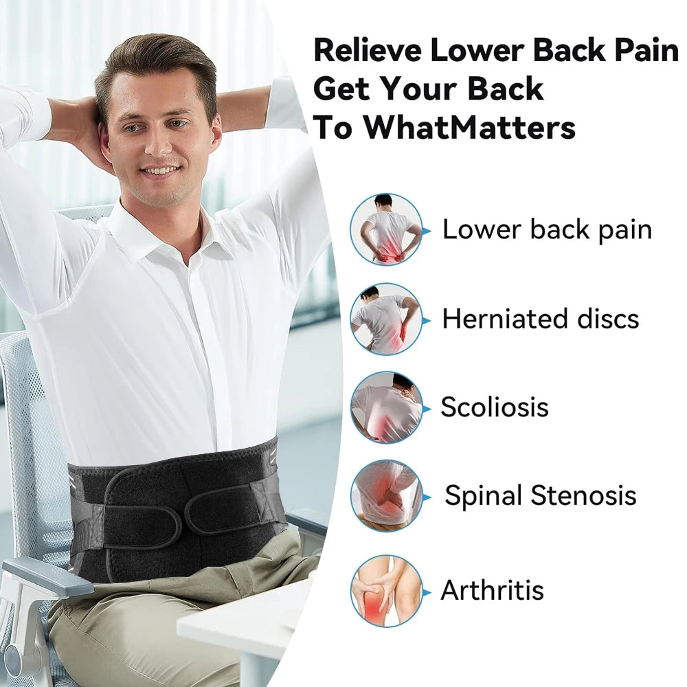 1PC Back Brace for Lower Back Pain Relief - Breathable Lumbar Support Belt with Pad for Herniated Disc, Sciatica - Adjustable Ba exovai.com