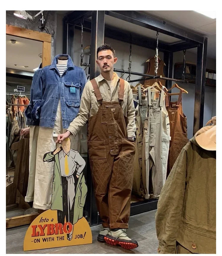 Japanese Style Loose Fit Jumpsuit Cargo Pants Bell Bottoms Dad Pants Ins Popular Same Style Tank For Men Women exovai.com