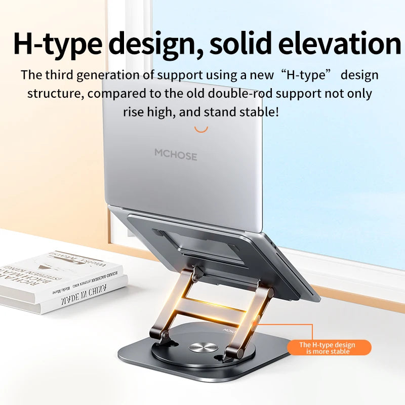 Laptop Stand 360° Rotatable Notebook Holder Liftable Desk Riser Stand Aluminum Alloy Stand Compatible With 9.7-17.3 Inch Laptops exovai.com