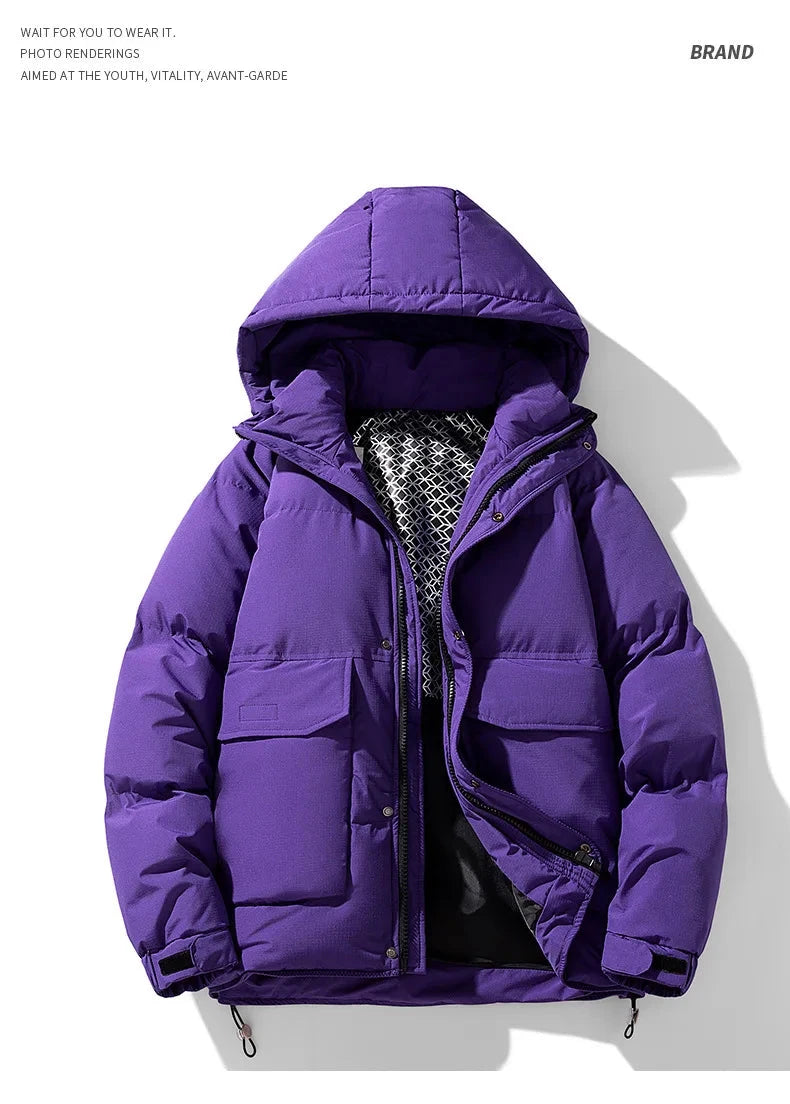 White Duck Down Jacket Men's Winter Fashion Casual Short Coat Hooded Windbreaker Youth Men Outwear Down Coat Male 8XL 160KG exovai.com