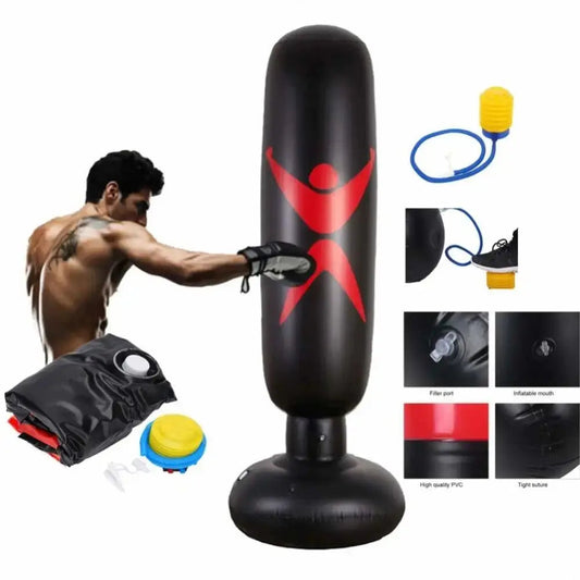 160cm Inflatable Boxing Bag Training PVC Boxing Punching Bag Muay Thai Entertainment Inflatable Punching Stand Children exovai.com