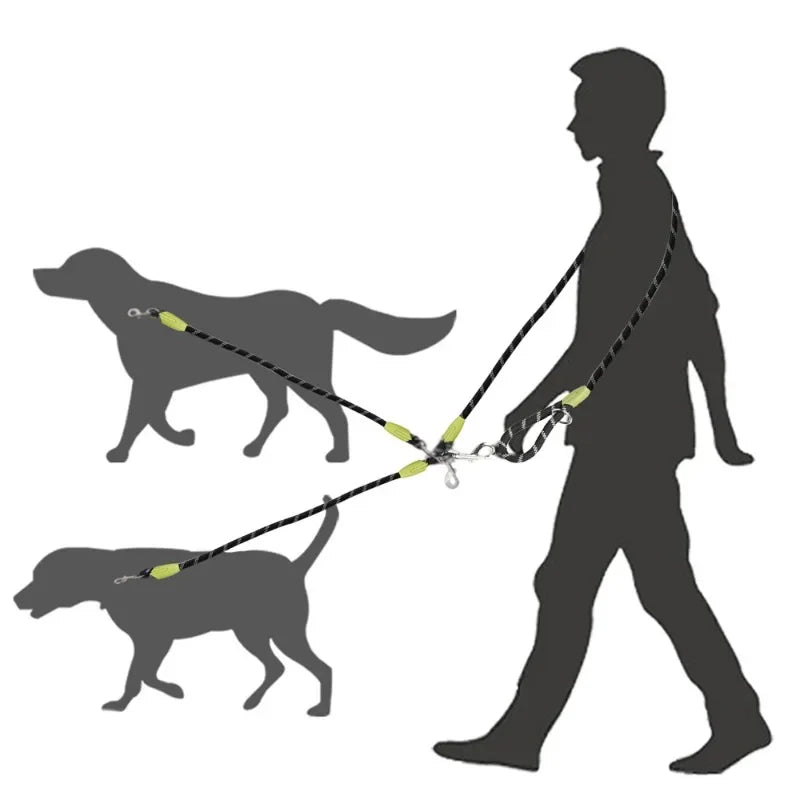 1 PC Hands Free Dog Leash for 2 Dogs Reflective Running Dual Dog Leash 360° Swivel Leash for Pet Outdoor Walking Jogging Hiking exovai.com