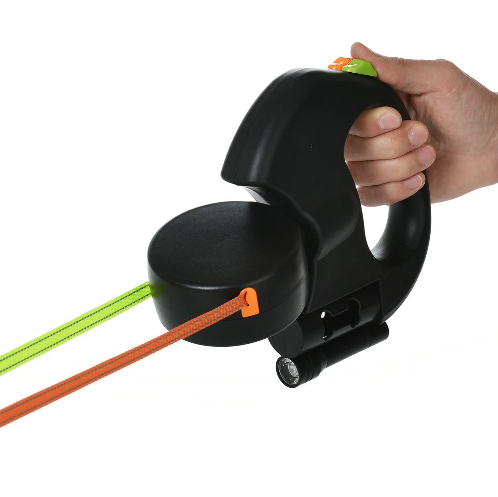 3m Retractable Dog Leash For Small Dogs Reflective Dual Pet Leash Lead 360 Swivel No Tangle Double Dog Walking Leash With Lights exovai.com