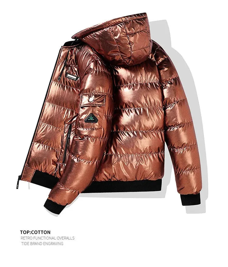 Men's Fashion Puffer Jacket Cotton Padded Thick Warm Puffy Parkas Hooded Windproof Thermal Overcoat Outerwear Plus Size L-5XL exovai.com