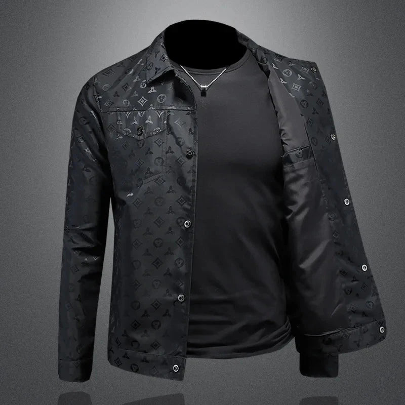 Men's Autumn Jacket Printed Flower Lapel Slim Fit Thin Casual Trendy High Quality Large Size exovai.com