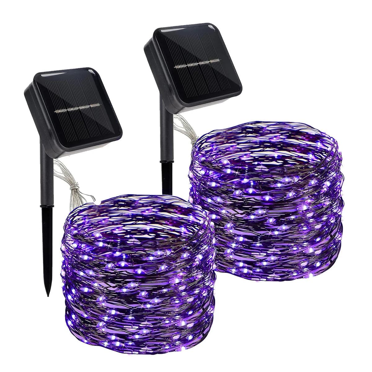 2 Pack 120LED Halloween Solar Powered Black Copper Wire Lamp Lights With 8 Lighting Modes Outdoor Waterproof Horror Atmosphere exovai.com