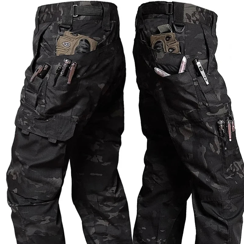 2024 Men's Tactical Pants Outdoor Work Casual Cargo Trousers Waterproof Multi-pocket Wear-Resistant Outdoor Training Trousers exovai.com