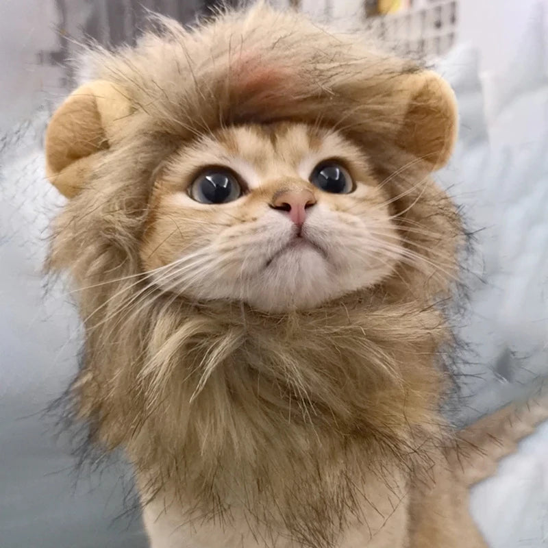 Pet Hairpiece - Humorous Lion Mane Headgear for Dogs and Cats, Adjustable Costume Accessories for Fun Dress-up and Play exovai.com