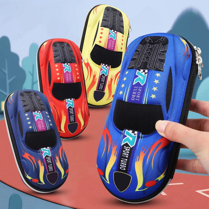 3D Racing Car Pencil Cases Cartoons School Pencil Case For Children Stationery Box EVA PU Plastic Pen Case Boy Cute Pen Bag exovai.com