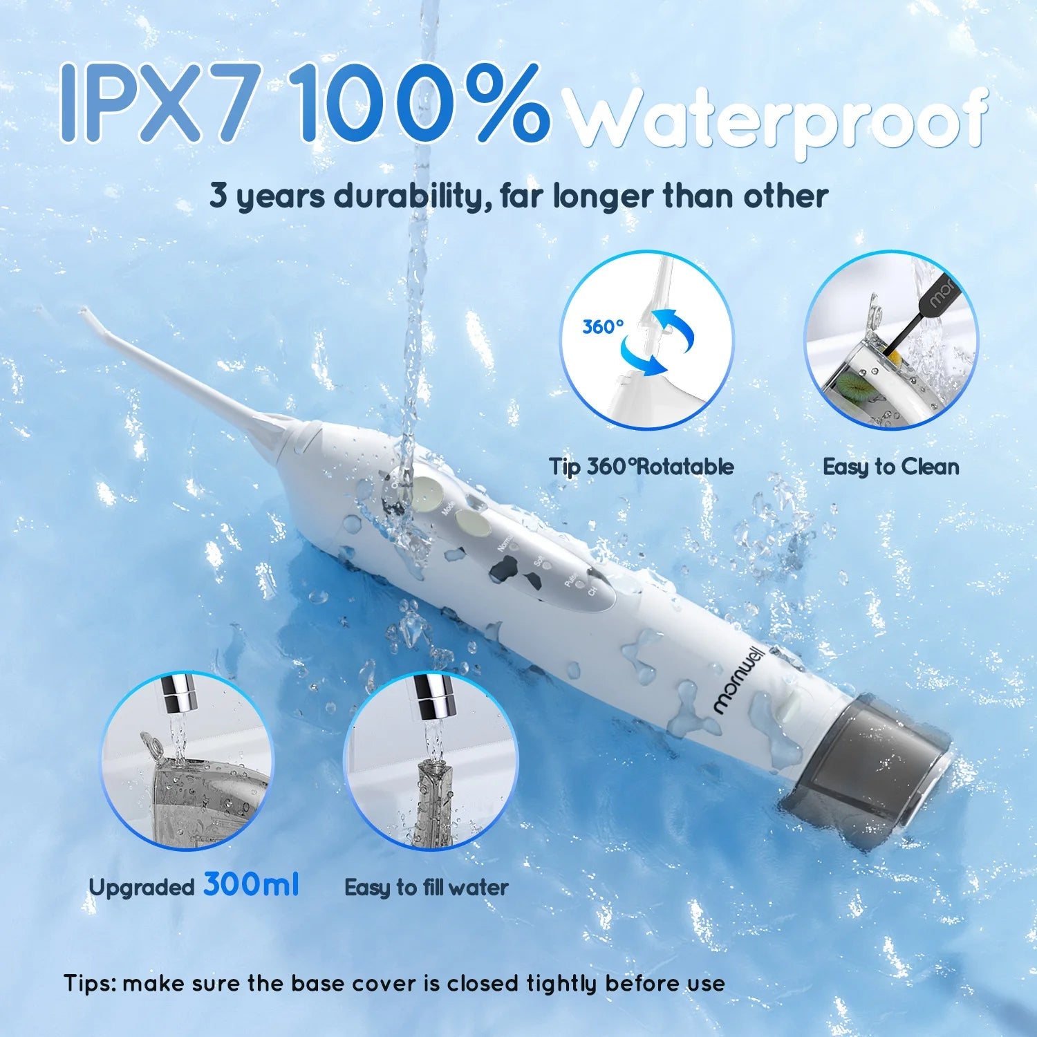 Water Dental Flosser Teeth Picks 4 Jets 3 Modes Portable Cordless D52 Water Flosser for Teeth Cleaner IPX7 Waterproof Oral Picks exovai.com