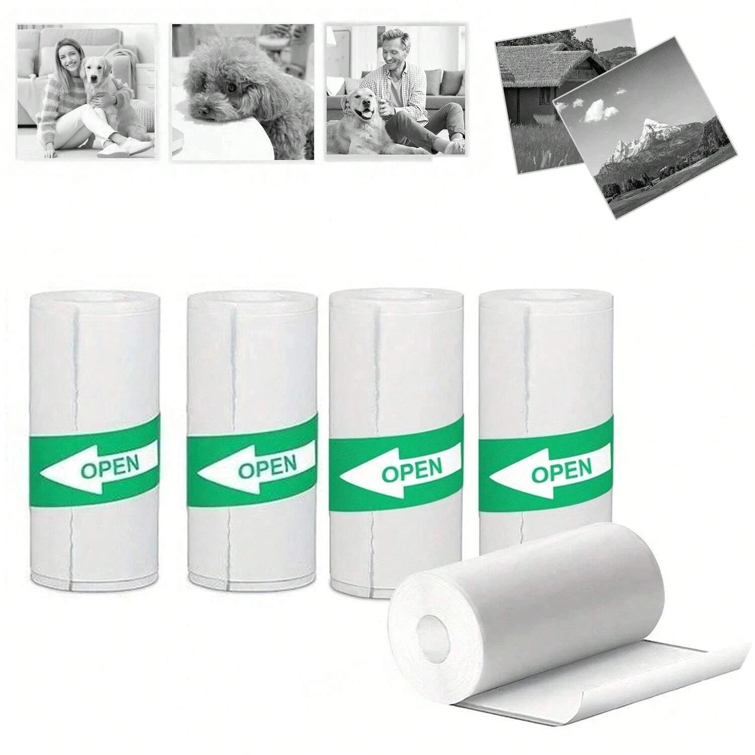 Mini Pocket Printer 5 Rolls Of Self-Adhesive Paper Portable Thermal Printer For Printer Suitable For Home Office Study And Work exovai.com