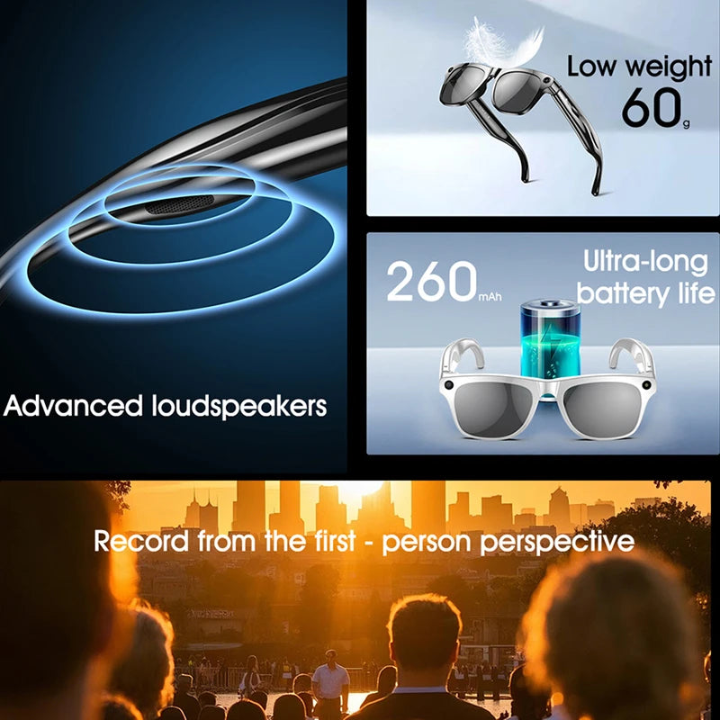 Xiaom 8K HD Smart Glasses Chat GPT 100MP Camera Bluetooth Call 260Mah Battery Voice Assistant Control Smart Glasses for Men exovai.com