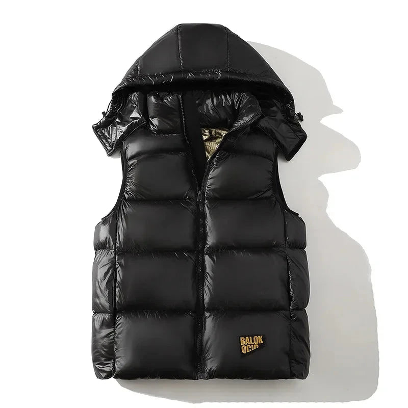 Couples Thickened down Cotton Vest Men's Autumn Winter Cold Resistance Fashion Outerwear Large Size Jacket Shoulder Backless exovai.com