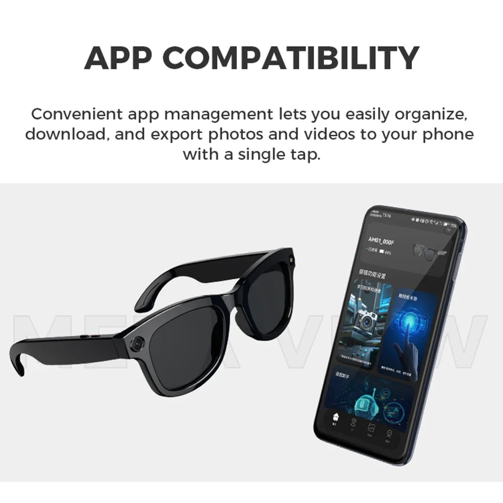 Smart Glasses With Camera Recording Video Voice Assistant Sunglasses AI Language Translation Music Control Bluetooth Call Glass exovai.com