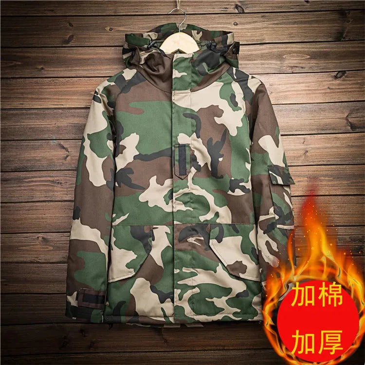 Winter Jacket Men Military Parkas Coat Male Jacket Men Thick Outwear Nylon Camouflage Hooded Down Jacket Plus Size Print Zipper exovai.com