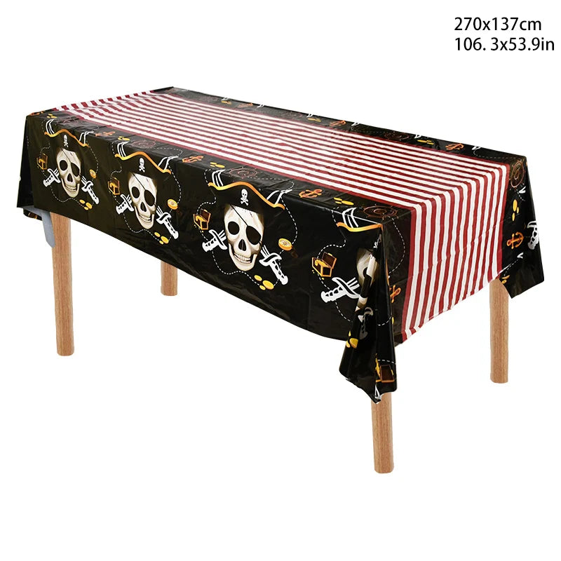 Pirate Theme Party Disposable Tableware Paper Plates Cups Napkins Kids Boy Birthday Party Decorations Halloween Supplies exovai.com