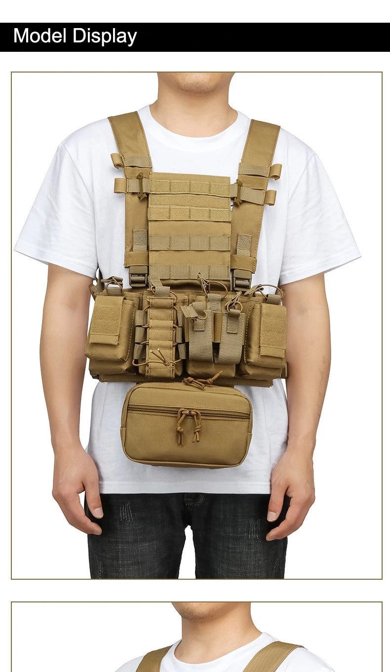 Military Tactical Vest Chest Rig with Adjustable Straps & Large Capacity Pouch for Outdoor Adventure & Tactical Missions exovai.com