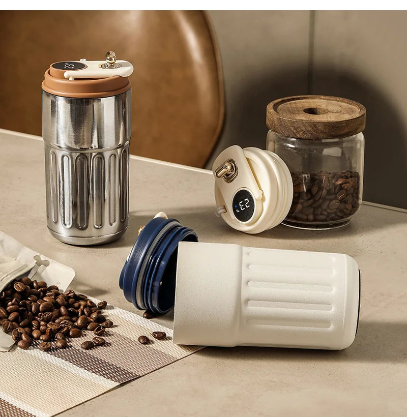 450ml Thermos Bottle Smart Display Temperature 316 Stainless Steel Vacuum Cup Office Coffee Cup Business Portable Thermal Mug exovai.com