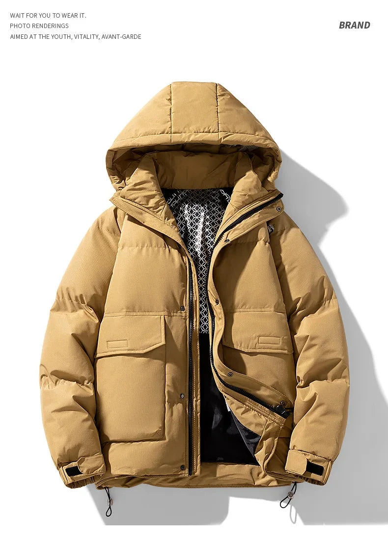 White Duck Down Jacket Men's Winter Fashion Casual Short Coat Hooded Windbreaker Youth Men Outwear Down Coat Male 8XL 160KG exovai.com