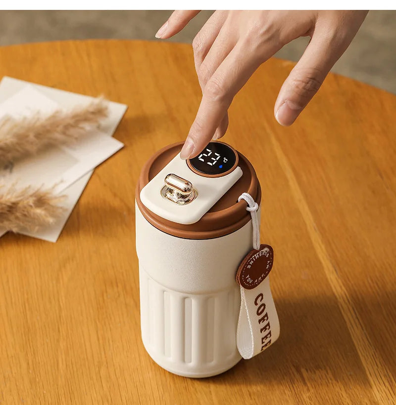 450ml Thermos Bottle Smart Display Temperature 316 Stainless Steel Vacuum Cup Office Coffee Cup Business Portable Thermal Mug exovai.com