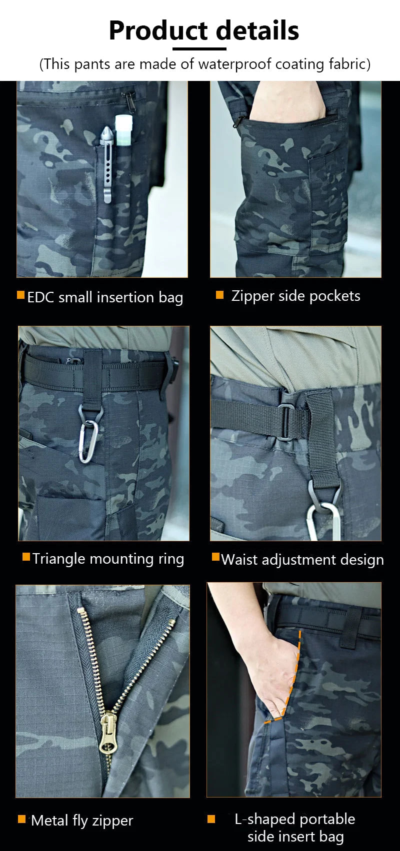 2024 Men's Tactical Pants Outdoor Work Casual Cargo Trousers Waterproof Multi-pocket Wear-Resistant Outdoor Training Trousers exovai.com