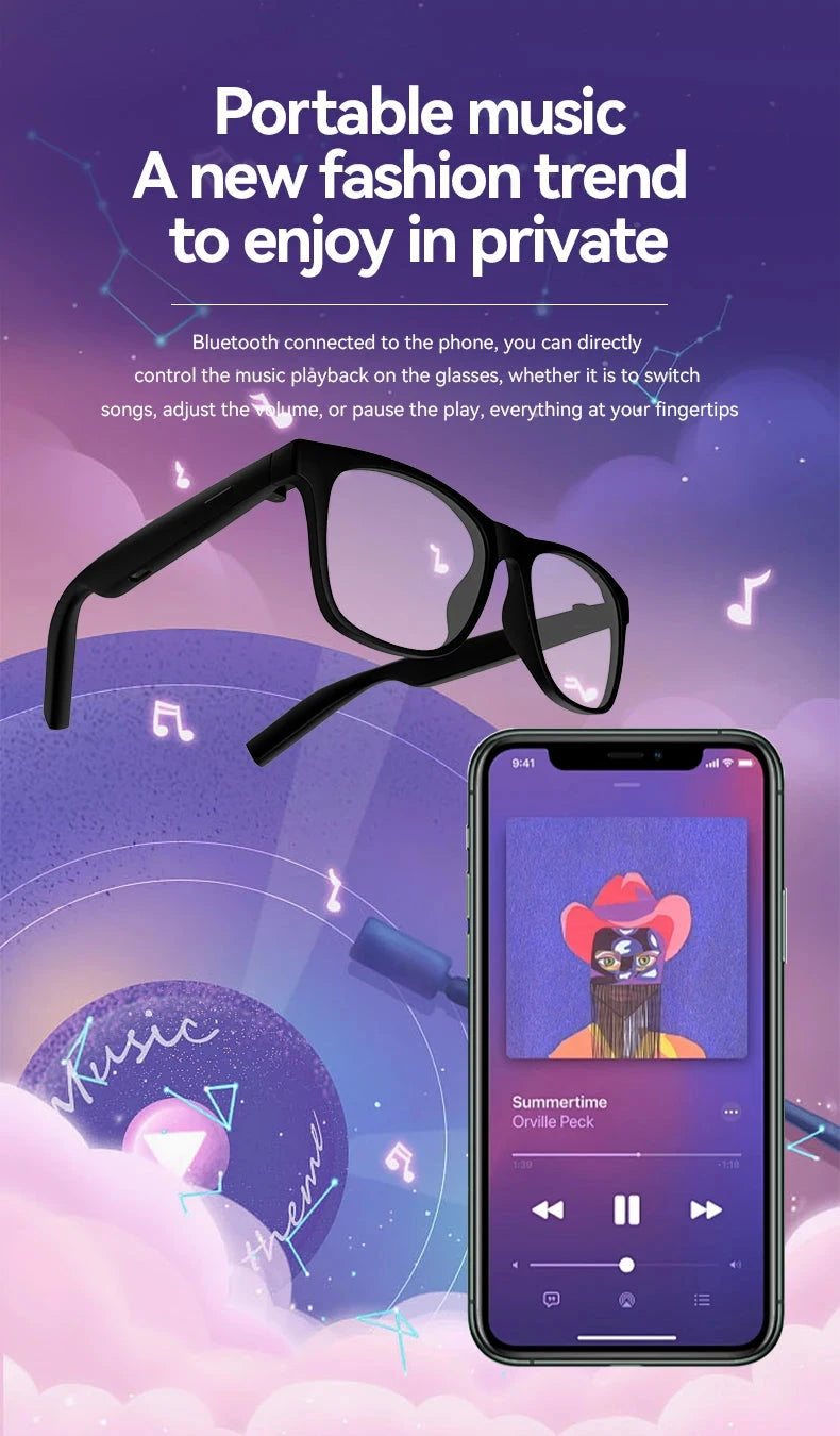 LAXASFIT 2025 New Men's Smart Glasses Women's Bluetooth Glasses Voice Call Control Music UV Polarized Sunglasses exovai.com