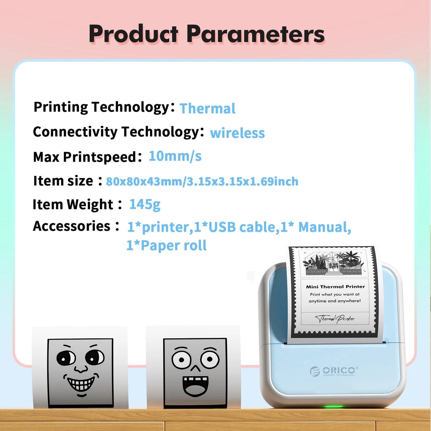 Orico Mini Thermal Printer – Portable Ink-Free DIY Photo & Document Printer exovai.com