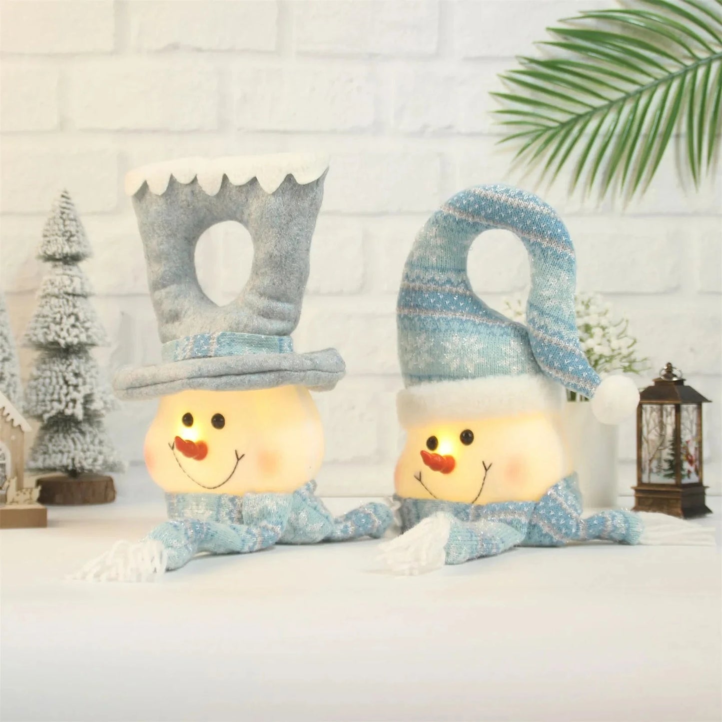 Christmas Lighted Blue Snowman Ornament Glowing Snowman Ocean Style Creative Christmas Gifts Home Door Hanging Decoration exovai.com