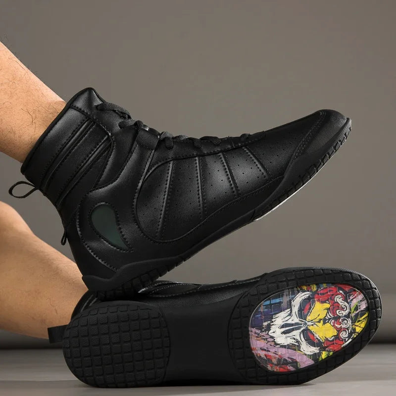 Wear Resistant Anti-slip Gym Folding Boxing Training Boots Professional New Breathable Men's and Women's Wrestling Shoes exovai.com