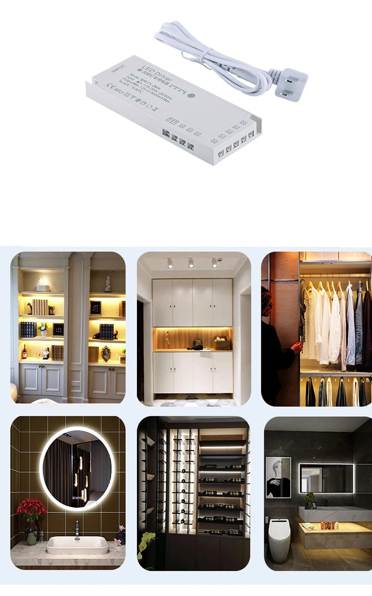 LED Cabinet Light Strip Light Transformer DC 12V 24V Lighting Power Supply DuPont Port Driver  24W 36W 60W 100W 150W exovai.com