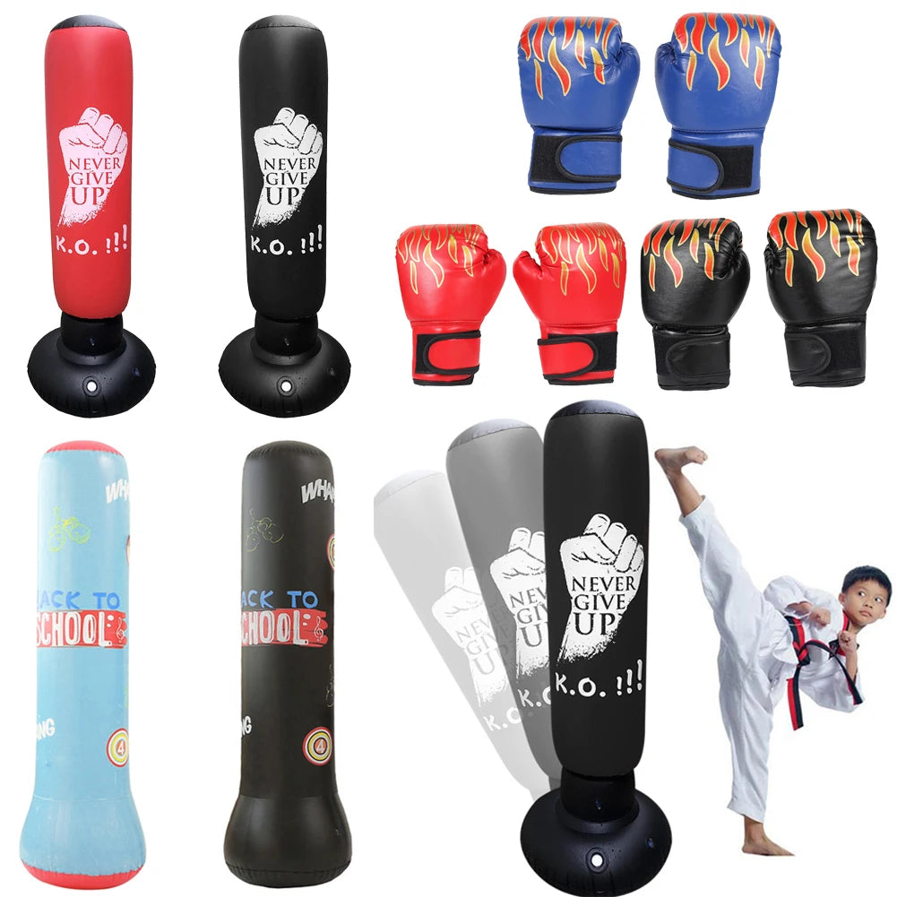 Inflatable Punching Boxing Bag Fitness Training Boxing Sack PVC Sports Fight Column Toy Kids Boxing Fight Pressure Sandbag exovai.com