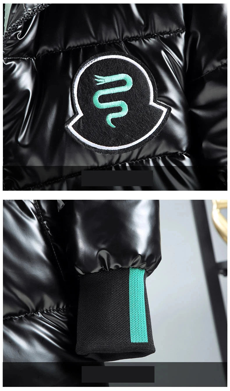 Winter 2024 Warm Light Long Parkas Waterproof Jacket Men Large Size Thicken Smooth Shiny Hooded Cotton-padded Coats Men exovai.com