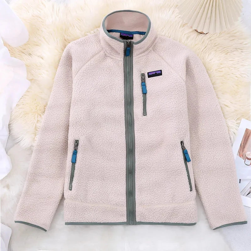 Outdoor Fleece Jackets for Men and Women Wool for Warmth Standing Collar Thickened Fleece Sports Autumn and Winter Parkas Coat exovai.com