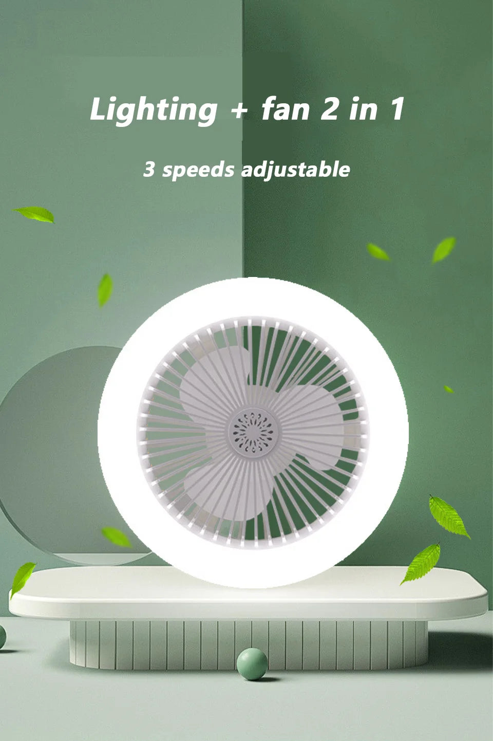 2 In 1 Ceiling Fan Lamps 3 Speeds Adjustable E27 Base Infinitely Dimmable for Living Room Bedroom Study LED Decorative Light exovai.com