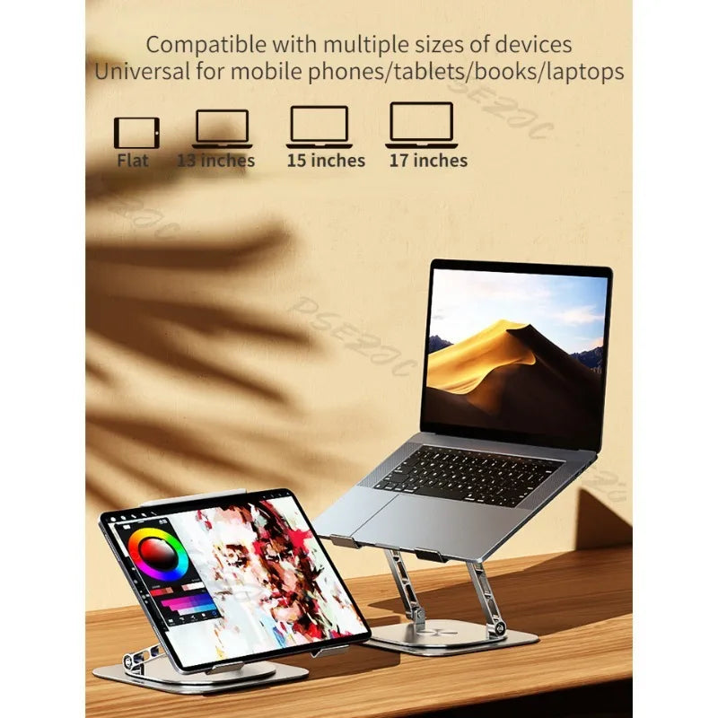 Anti Slip 7-17 Inch Laptop Stand 360 ° Rotatable Aluminum Alloy Tablet Cooling Stand with Folding Fan and Radiator Stand exovai.com