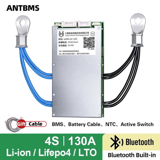 ANT smart BMS 4S Li-ion Lifepo4 LTO Battery smart bms 12V continuous 130A peak 325A Bluetooth Built-in smart balance board exovai.com