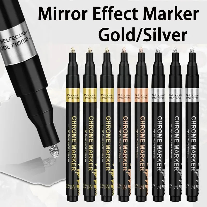 4PCS Chrome Permanent Paint Marker Pens, Mirror Reflective Chrome Sharp Tip And Round Tip, Golden Silvery Coppery Mirror Markers exovai.com