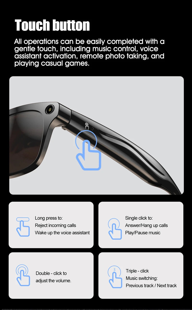 4K AI Smart Photochromic Glasses Multifunction Camera Bluetooth Call Voice Assistant Music Player Translate Glasses For Xiaomi exovai.com