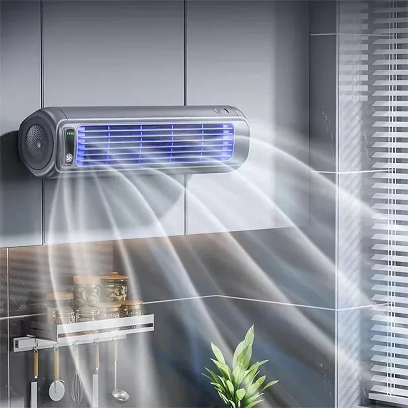 Wall Mounted Air Conditioning Fan Silent Rechargeable Convenient Cooling Electric Fan Home Kitchen Bathroom No Drilling Fan exovai.com