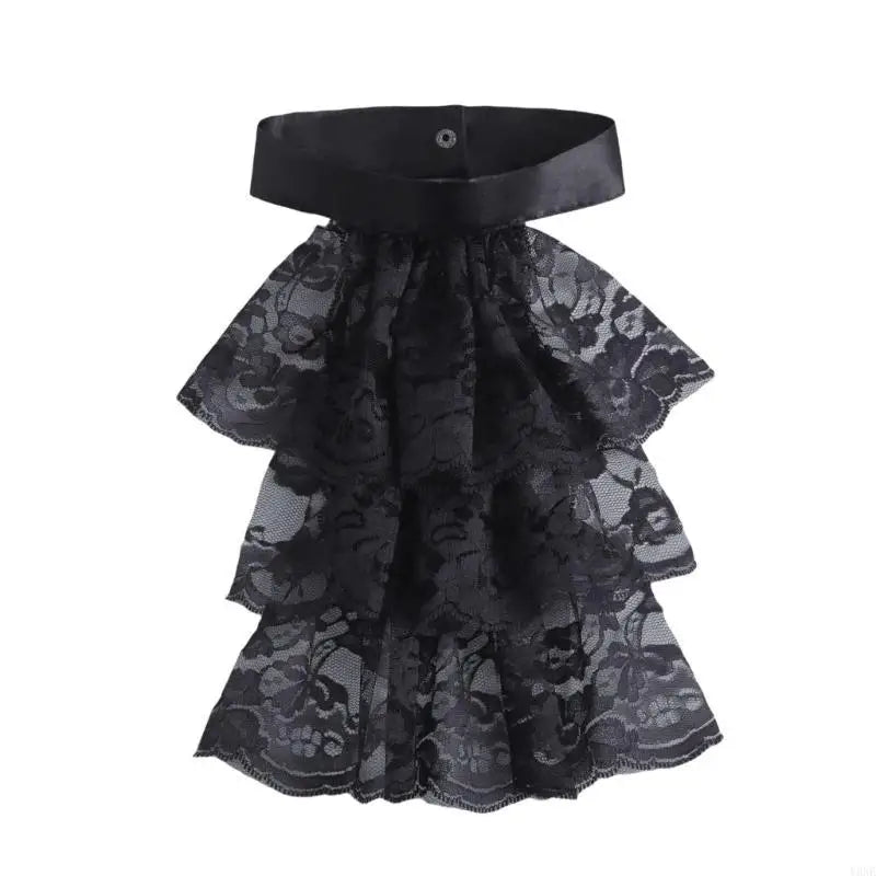 Y3NE Lace Jabot Collar Victorian Theme Party Neckwear Cosplay Accessory Collar for Halloween Teaparty Dressingup Neckpiece exovai.com