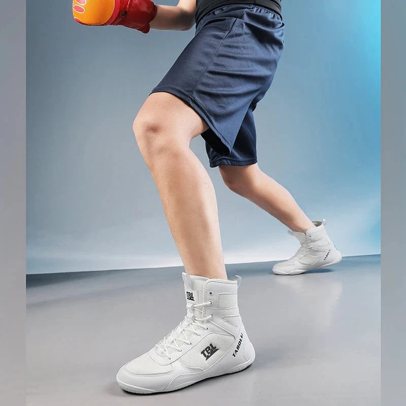 Wrestling shoes male Boxing Shoes Fighting Sanda Strength High Top Shoes light fighting Boots Weightlifting shoe Sneakers exovai.com
