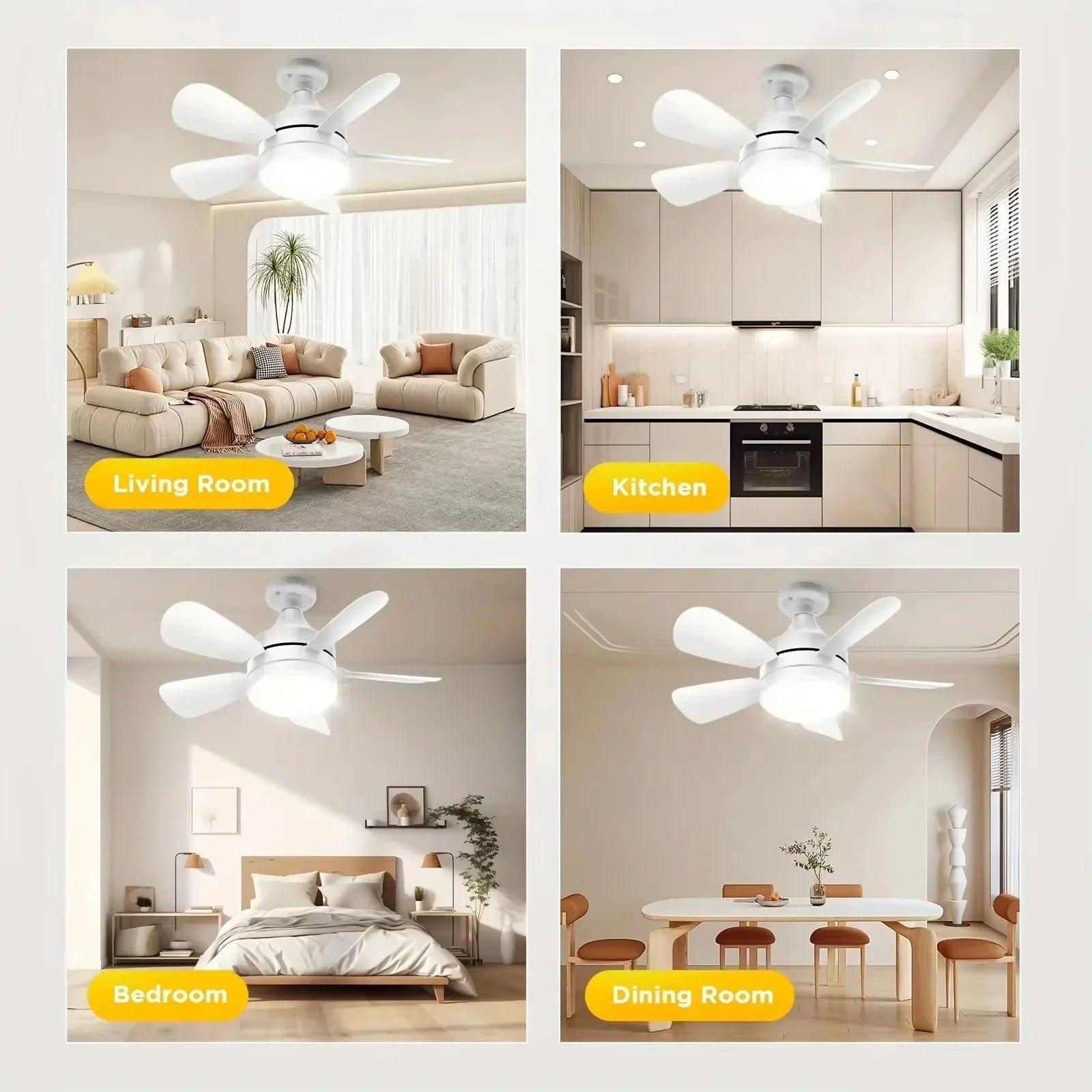 Ceiling Fans with Lights 16 Inch Fan Light With Remote Control Dimmable Noiseless White Ceiling Fan for Kitchen Office Bathroom exovai.com